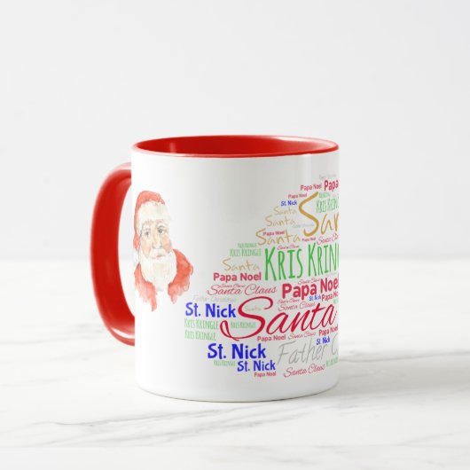 Santa Claus Kerstwoord Art Coffee Mok (Voorkant links)