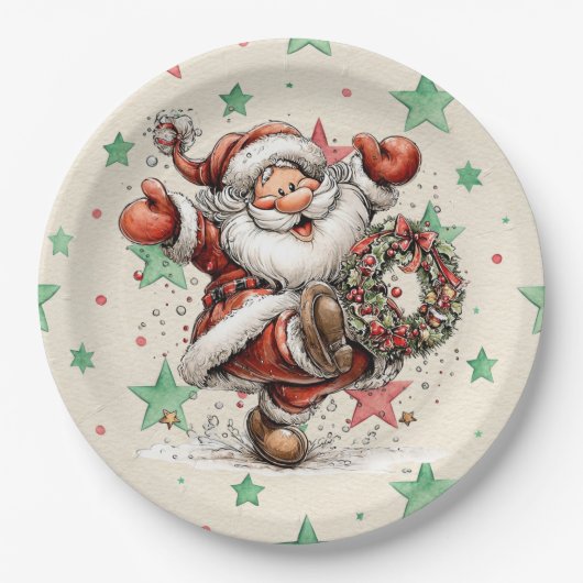 Santa Claus Kicking A Christmas Wreath Papieren Bordje (Voorkant)