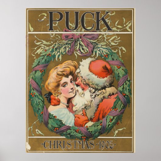 Santa Claus Kissing Momma 1905 Poster (Voorkant)