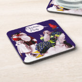 SANTA CLAUS, KLEINE ANGEL EN MERLIN kerstfeest Bier Onderzetter (Linkerzijde)