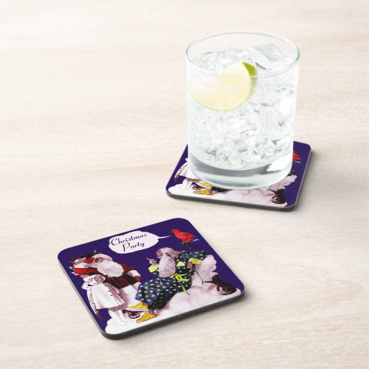 SANTA CLAUS, KLEINE ANGEL EN MERLIN kerstfeest Bier Onderzetter (Rechterzijde)