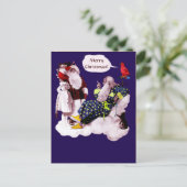 SANTA CLAUS, KLEINE ANGEL EN MERLIN kerstfeest Briefkaart (Staand voorkant)