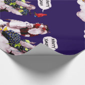 SANTA CLAUS, KLEINE ANGEL EN MERLIN kerstfeest Cadeaupapier (Hoek)