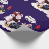 SANTA CLAUS, KLEINE ANGEL EN MERLIN kerstfeest Cadeaupapier (Hoek)