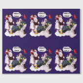 SANTA CLAUS, KLEINE ANGEL EN MERLIN kerstfeest Cadeaupapier (Vlak)