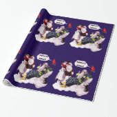 SANTA CLAUS, KLEINE ANGEL EN MERLIN kerstfeest Cadeaupapier (Uitgerold)