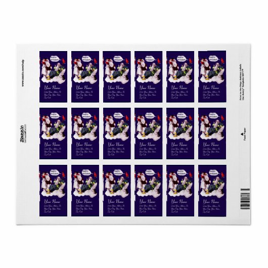 SANTA CLAUS, KLEINE ANGEL EN MERLIN kerstfeest Etiket (Full Sheet)