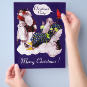 SANTA CLAUS, KLEINE ANGEL EN MERLIN kerstfeest Flyer (Hand)