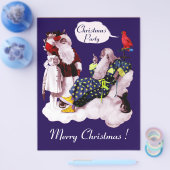 SANTA CLAUS, KLEINE ANGEL EN MERLIN kerstfeest Flyer (Enkel)