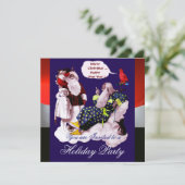 SANTA CLAUS, KLEINE ANGEL EN MERLIN kerstfeest Kaart (Staand voorkant)