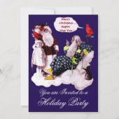 SANTA CLAUS, KLEINE ANGEL EN MERLIN kerstfeest Kaart (Voorkant)