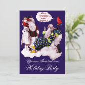 SANTA CLAUS, KLEINE ANGEL EN MERLIN kerstfeest Kaart (Staand voorkant)