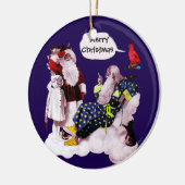 SANTA CLAUS, KLEINE ANGEL EN MERLIN kerstfeest Keramisch Ornament (Links)