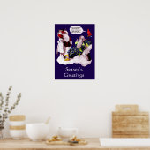 SANTA CLAUS, KLEINE ANGEL EN MERLIN kerstfeest Poster (Keuken)