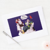 SANTA CLAUS, KLEINE ANGEL EN MERLIN kerstfeest Rechthoekige Sticker (Envelop)