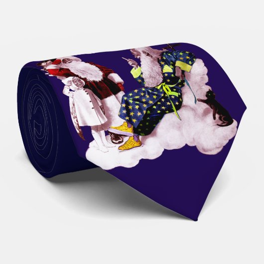 SANTA CLAUS, KLEINE ANGEL EN MERLIN kerstfeest Stropdas (Opgerold)