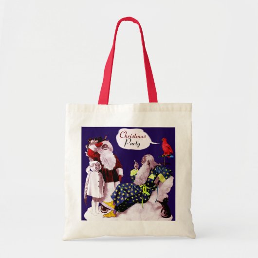 SANTA CLAUS, KLEINE ANGEL EN MERLIN kerstfeest Tote Bag (Voorkant)