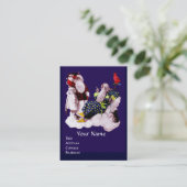 SANTA CLAUS, KLEINE ANGEL EN MERLIN kerstfeest Visitekaartje (Staand voorkant)