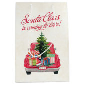 Santa Claus komt naar de Rode Vrachtwagen Medium Cadeauzakje (Voorkant)