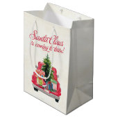 Santa Claus komt naar de Rode Vrachtwagen Medium Cadeauzakje (Voorkant Gekanteld)