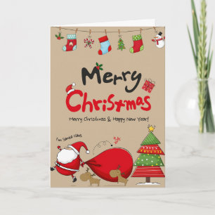 Santa Claus komt naar het Wenskaart Feestdagen Kaart