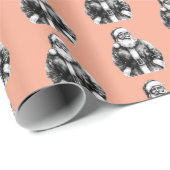Santa Claus Koraal Roze Cadeaupapier (Rol Hoek)