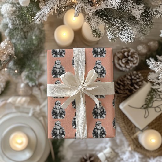 Santa Claus Koraal Roze Cadeaupapier