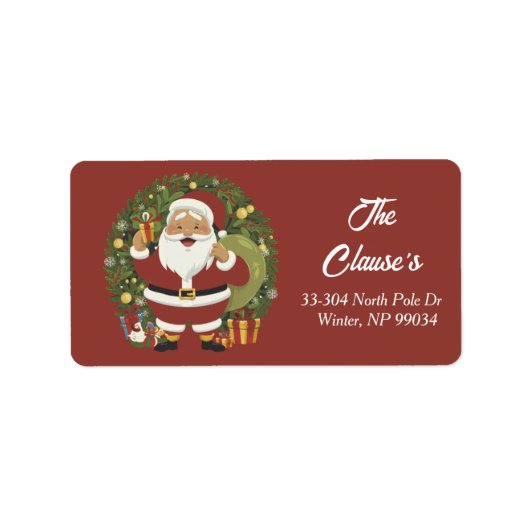 Santa Claus Krans Retour Adres Label (Voorkant)