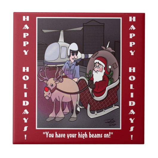 Santa Claus krijgt een kaartenkaartje Tegeltje (Voorkant)