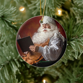 Santa Claus leest boek Keramisch Ornament