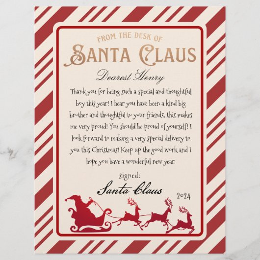 Santa Claus Letter Full Sled Printable (Voorkant)