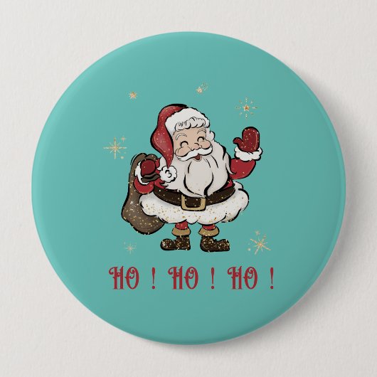 Santa Claus Light Blauwgroen Round Button (Voorkant)