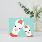 Santa Claus Llamas Briefkaart (Staand voorkant)