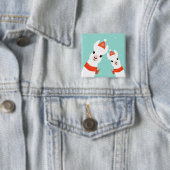Santa Claus Llamas Vierkante Button 5,1 Cm (In situ)