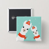 Santa Claus Llamas Vierkante Button 5,1 Cm (Voorkant /achterkant)
