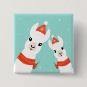 Santa Claus Llamas Vierkante Button 5,1 Cm (Voorkant)