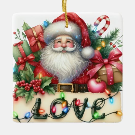 Santa Claus Love Lights Kinder Keramische Ornament (Voorkant)