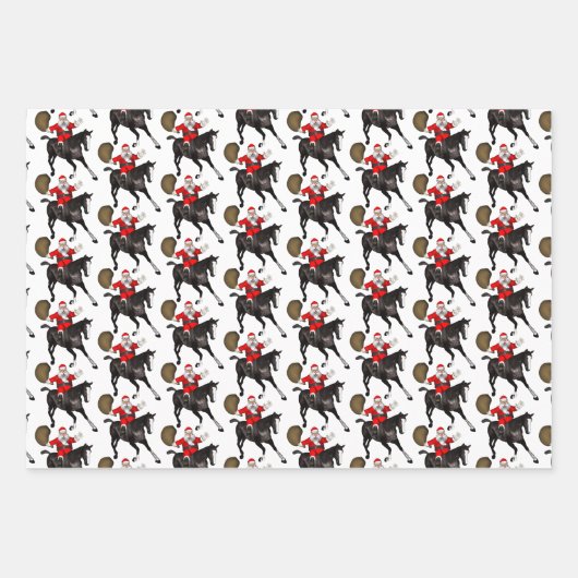 Santa Claus Loves Horses Inpakpapier Vel (Voorkant 3)