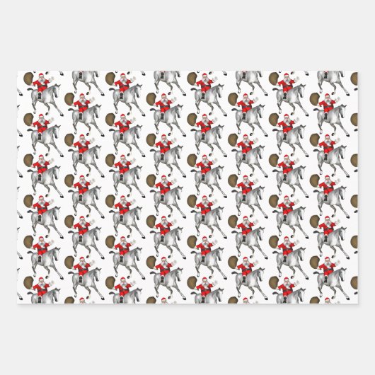Santa Claus Loves Horses Inpakpapier Vel (Voorkant)