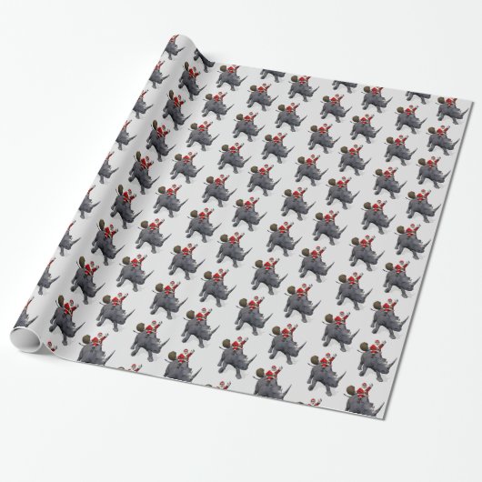 Santa Claus Loves Rhinos Cadeaupapier (Uitgerold)