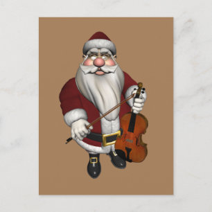 Santa Claus Loves Violins Feestdagenkaart