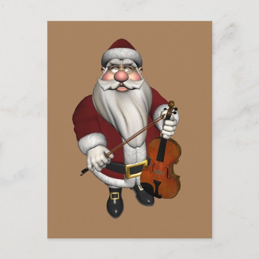 Santa Claus Loves Violins Feestdagenkaart (Voorkant)