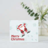 Santa Claus maakt sneeuwengel-briefkaart Feestdagenkaart (Staand voorkant)