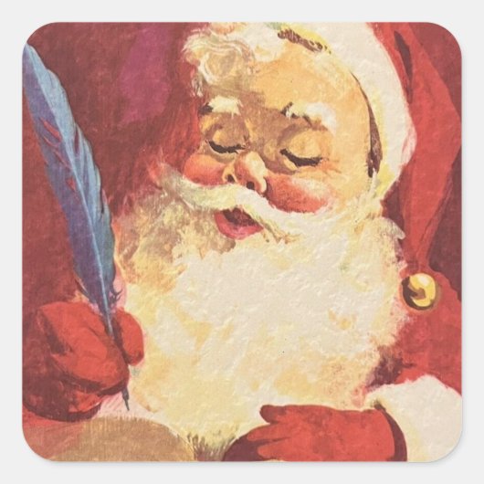 Santa Claus maakt zijn lijstenvelop Vierkante Sticker (Voorkant)