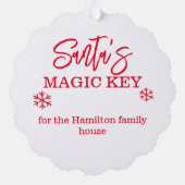 Santa Claus Magic Key Label (voeg je eigen sleutel Ornament Kaart (Achterkant)