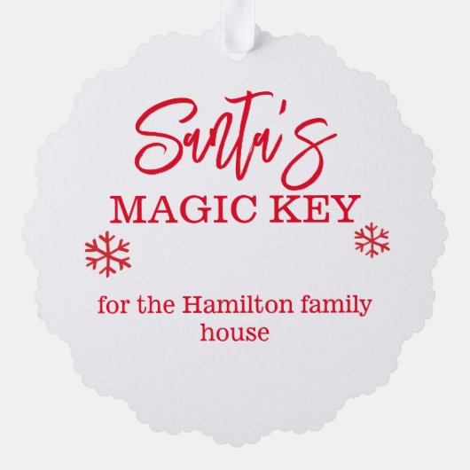 Santa Claus Magic Key Label (voeg je eigen sleutel Ornament Kaart (Achterkant)