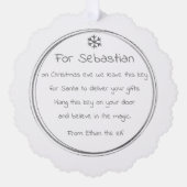 Santa Claus Magic Key Label (voeg je eigen sleutel Ornament Kaart (Voorkant)