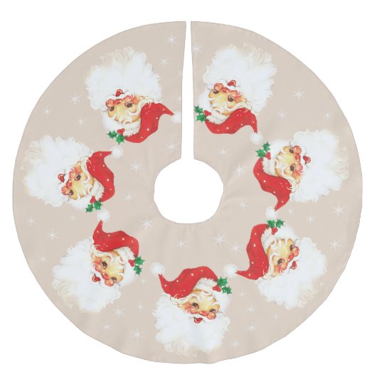 Santa Claus Mandala en Snowflakes op beige Kerstboom Rok (Voorkant)