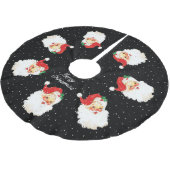 Santa Claus Mandala en Snowflakes op zwart Kerstboom Rok (Gekanteld)