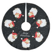 Santa Claus Mandala en Snowflakes op zwart Kerstboom Rok (Voorkant)
